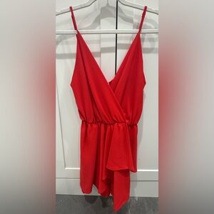 Tyche Vibrant Red Sleeveless Romper Med